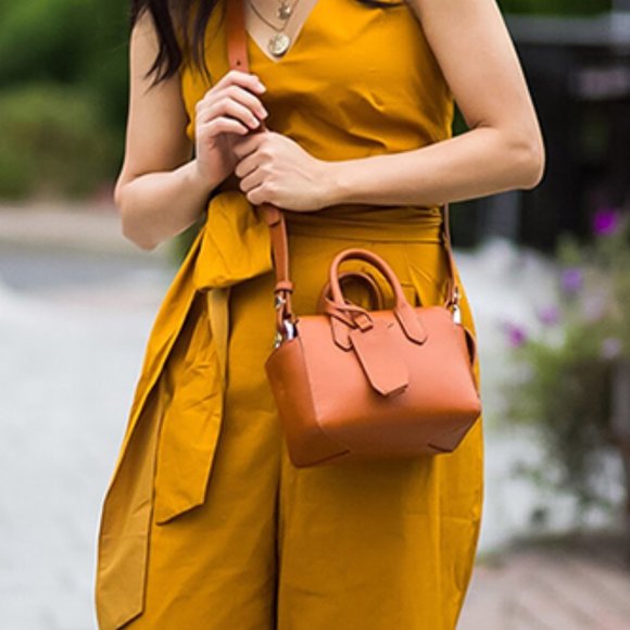 J.Crew - Harper Mini Satchel in Italian Leather |  Burnished Pecan Brown - Picture 4 of 14